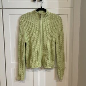 Lime Green Zip-up 100% Cotton splendor! Sweater